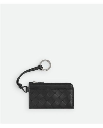 Bottega Veneta Intrecciato L-Zippered Card Holder On Strap - Black