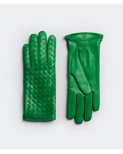 Bottega Veneta Intrecciato Leather Gloves - Green