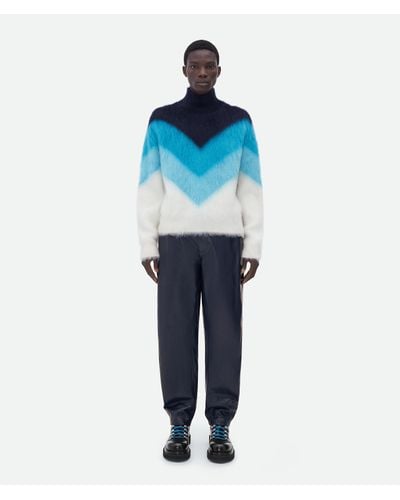 Bottega Veneta Pull En Laine Et Mohair À Chevrons - Bleu