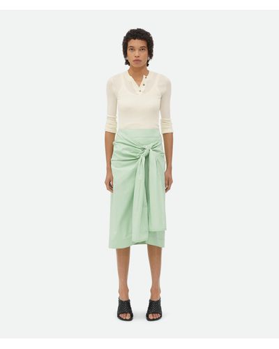 Bottega Veneta Compact Cotton Skirt With Knot Detail - Green
