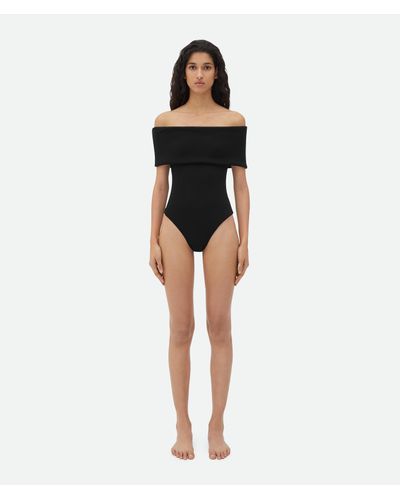 Bottega Veneta Stretch Nylon Off-The-Shoulder Swimsuit - Black