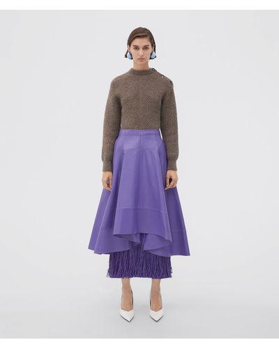 Bottega Veneta Shiny Leather Skirt - Purple