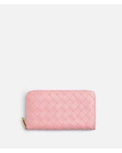 Bottega Veneta Intrecciato Zip Around Wallet - Pink