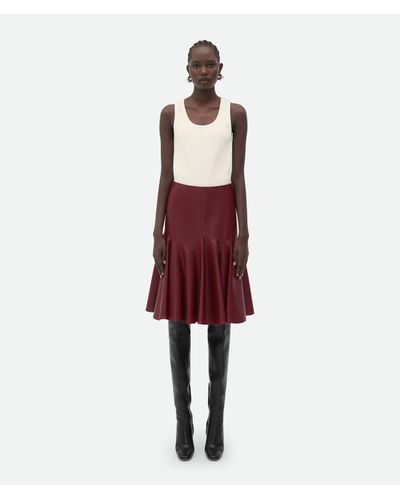 Bottega Veneta Leather A-Line Skirt - Red