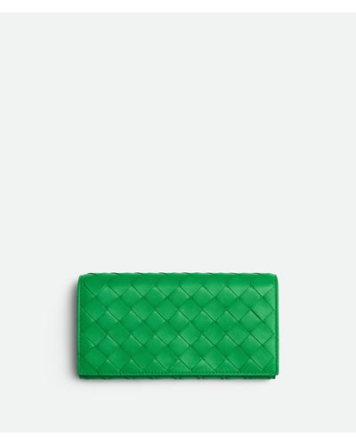 Bottega Veneta Intrecciato Large Flap Wallet - Green