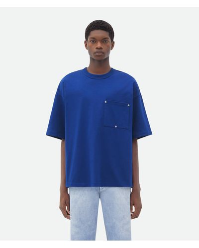 Bottega Veneta Jersey-t-shirt Mit V-tasche - Blau