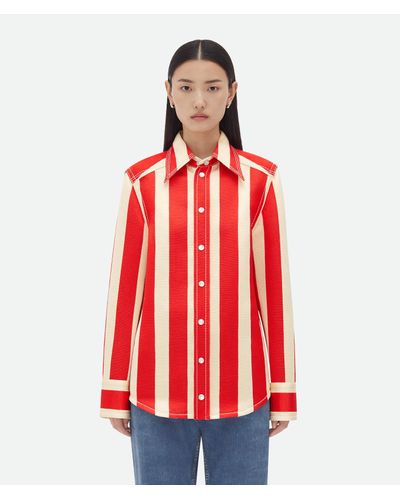 Bottega Veneta Striped Cotton Viscose Shirt - Red