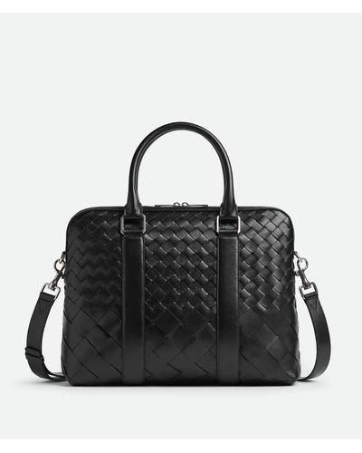 Bottega Veneta Schmale Intrecciato Aktentasche - Schwarz