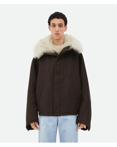 Bottega Veneta Parka En Laine Et Shearling - Noir