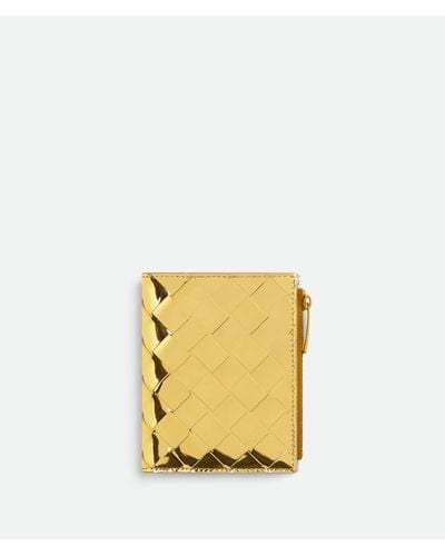 Bottega Veneta Small Intrecciato Bi-Fold Zip Wallet - Metallic