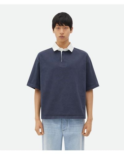 Bottega Veneta Relaxed Fit Washed-Out Jersey Polo - Blue