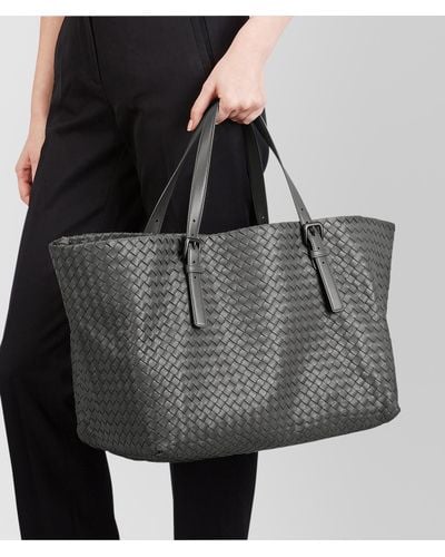 Bottega Veneta Leather Light Grey Intrecciato Nappa Large Cesta Bag in Gray  | Lyst