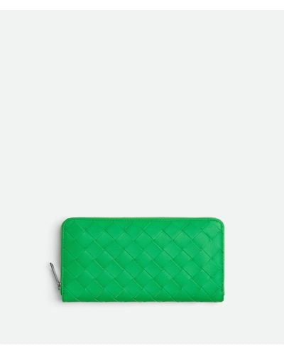 Bottega Veneta Intrecciato Zip Around Wallet - Green