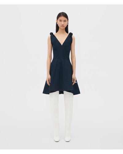 Bottega Veneta Knotted Compact Cotton Dress - Blue