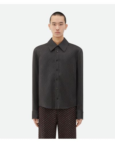 Bottega Veneta Cotton And Silk Stripe Shirt - Black