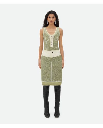 Bottega Veneta Textured Mouline Cotton Jersey Skirt - Green