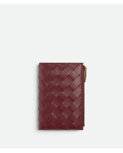 Bottega Veneta Mittelgroßes Intrecciato Bi-fold Portemonnaie - Rot