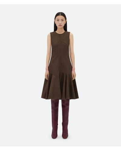 Bottega Veneta Wool Flannel Midi Dress - Natural