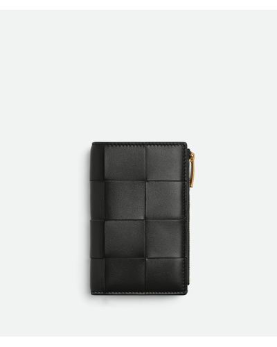 Bottega Veneta Medium Bi-Fold Zip Wallet - Black