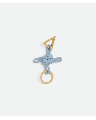 Bottega Veneta Key Ring Triangle Square Double Knot Keyring - Blue