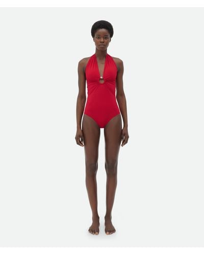 Bottega Veneta Knot Stretch Nylon Swimsuit - Red