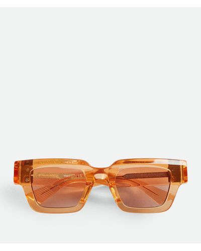Bottega Veneta Hinge Acetate Square Sunglasses - Orange