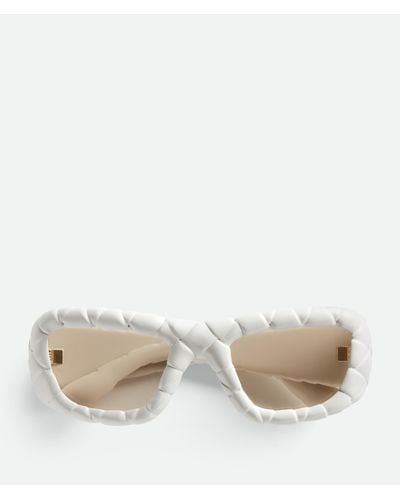 Bottega Veneta Intrecciato Rectangular Sunglasses - Natural
