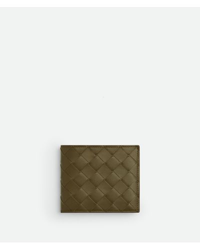 Bottega Veneta Intrecciato Bi-Fold Wallet With Exterior Pocket - Green