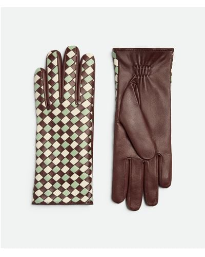 Bottega Veneta Zweifarbige Intrecciato Handschuhe Aus Leder - Braun
