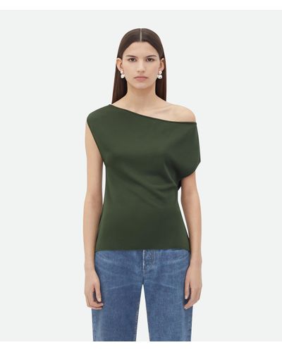 Bottega Veneta Viscose Fluid Knitted Top - Green