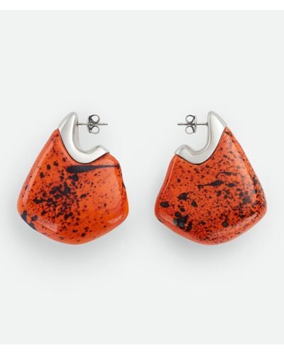 Bottega Veneta Large Fin Ceramic Earrings - Red