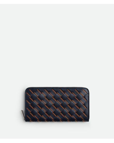 Bottega Veneta Portefeuille À Fermeture Zippée Intrecciato - Bleu