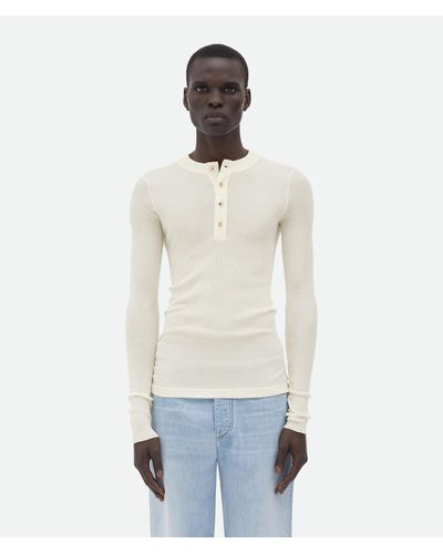 Bottega Veneta Slim Fit Light Cotton Sweater - White