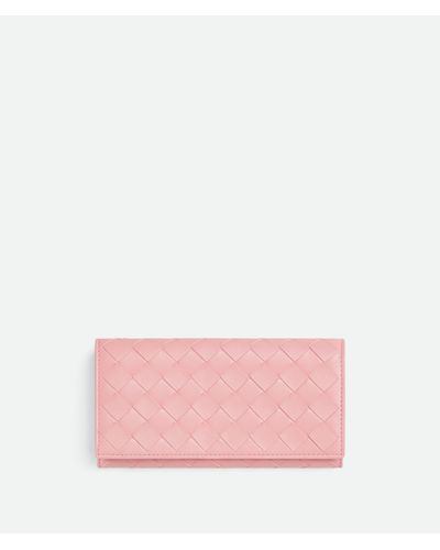 Bottega Veneta Großes Intrecciato Portemonnaie Mit Überschlag - Pink