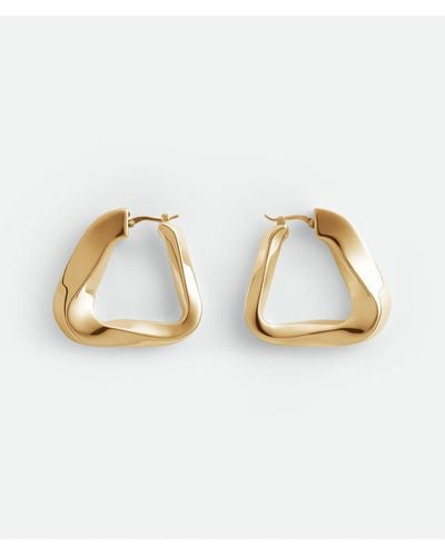 Bottega Veneta Large Twist Triangle Hoop Earrings - Metallic