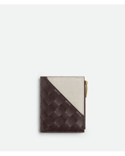 Bottega Veneta Intrecciato Diagonal Small Bi-Fold Wallet - Brown