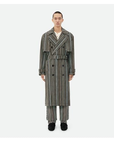 Bottega Veneta Cotton Check Trench Coat - Green