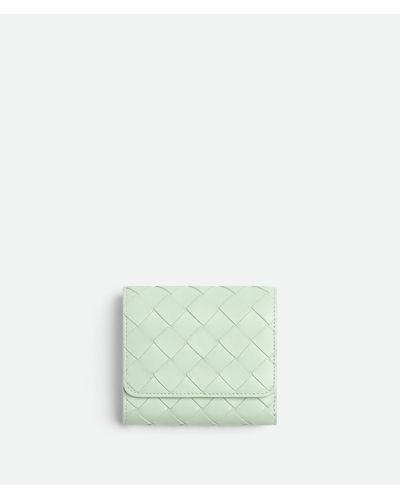 Bottega Veneta Intrecciato Tri-Fold Wallet With Origami Coin Purse - Green