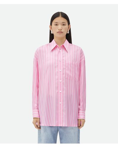Bottega Veneta Gestreiftes Hemd Aus Seide - Pink