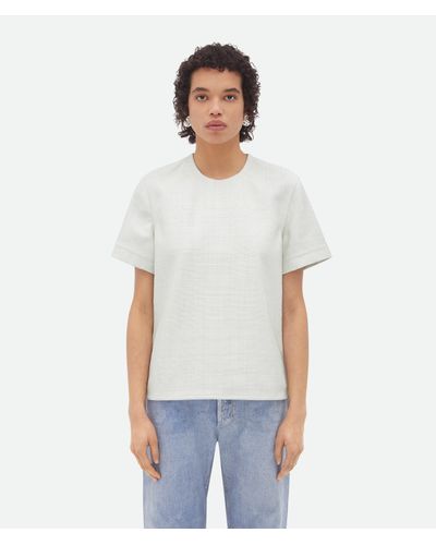 Bottega Veneta T-shirt En Cuir Mini Intrecciato - Blanc