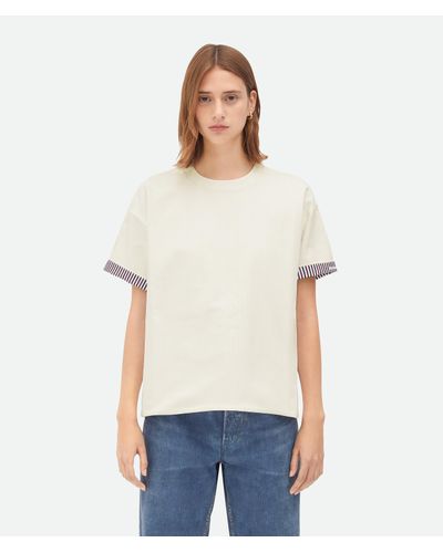 Bottega Veneta T-shirt En Coton À Rayures À Double Couche - Blanc