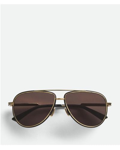 Bottega Veneta Rim Aviator Sunglasses - Brown