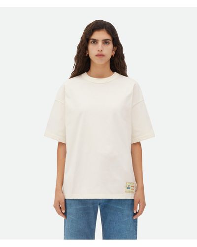 Bottega Veneta T-shirt Aus Baumwoll-jersey Mit Etikett - Weiß