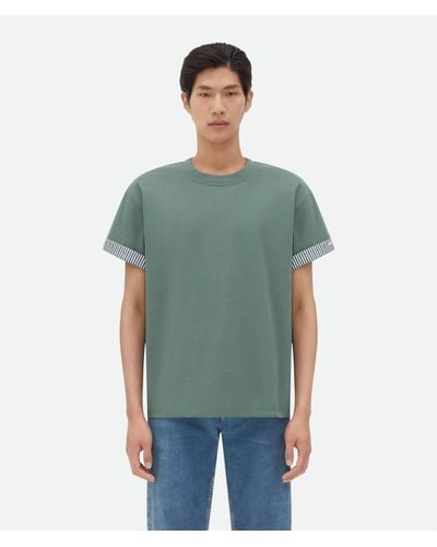 Bottega Veneta Double Layer Striped Cotton T-Shirt - Green