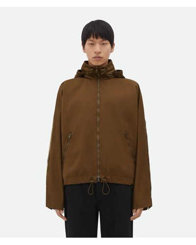 Bottega Veneta Contrasting Zip Tech Nylon Jacket - Brown