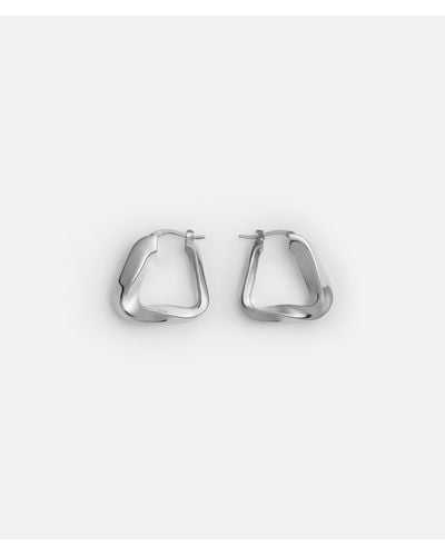 Bottega Veneta Small Twist Triangle Hoop Earrings - White