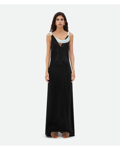 Bottega Veneta Textured Satin Long Dress - Black