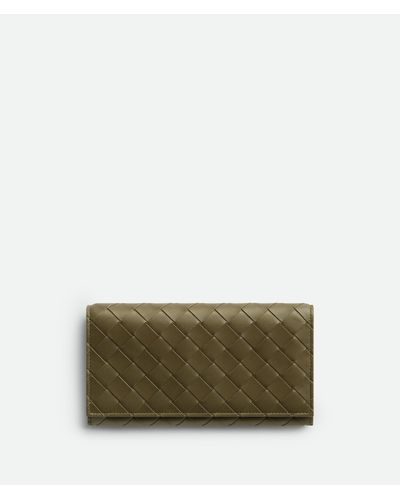 Bottega Veneta Portefeuille Avec Porte-monnaie Intrecciato Grand Format - Vert