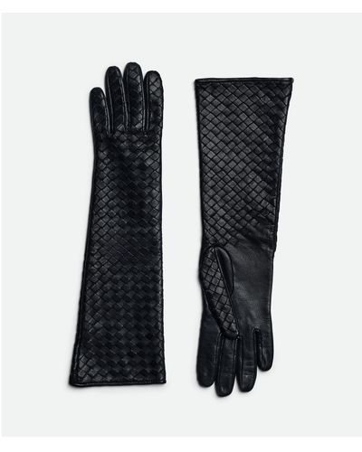 Bottega Veneta Midi Handschuhe Aus Intrecciato Leder - Schwarz