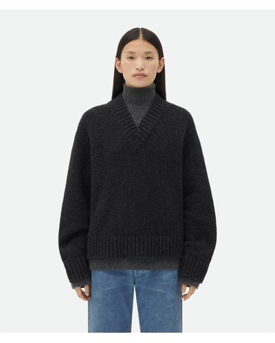 Bottega Veneta Double Layer Effect Wool Sweater - Black